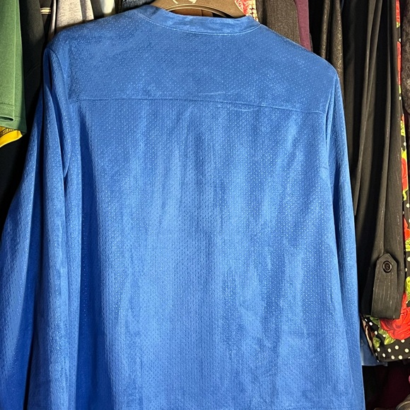 Halston -faux suede bomber style jacket with lining 20 Royal Blue quiet luxury - Picture 7 of 7